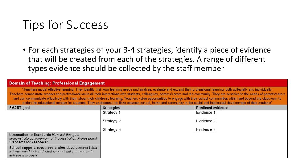 Tips for Success • For each strategies of your 3 -4 strategies, identify a Tips for Success • For each strategies of your 3 -4 strategies, identify a