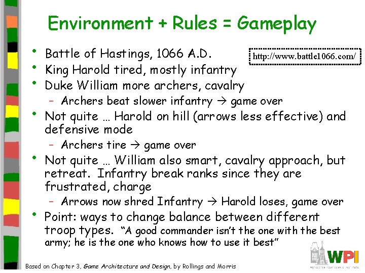 Environment + Rules = Gameplay • • • Battle of Hastings, 1066 A. D. Environment + Rules = Gameplay • • • Battle of Hastings, 1066 A. D.