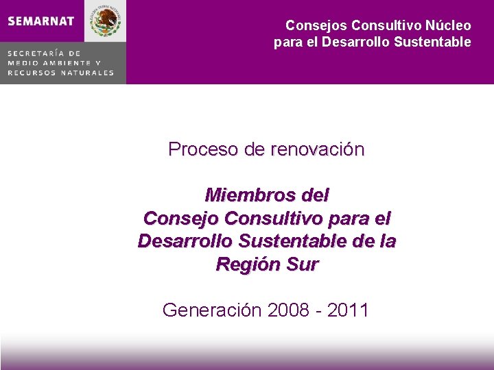 Consejos Consultivo Núcleo para el Desarrollo Sustentable Proceso de renovación Miembros del Consejo Consultivo