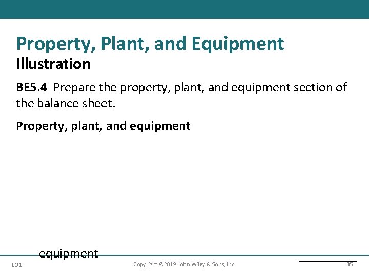 Property, Plant, and Equipment Illustration BE 5. 4 Prepare the property, plant, and equipment