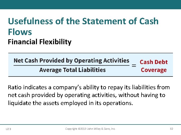 Usefulness of the Statement of Cash Flows Financial Flexibility Ratio indicates a company’s ability