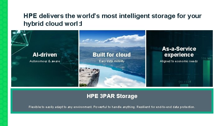 HPE delivers the world’s most intelligent storage for your hybrid cloud world AI-driven Built