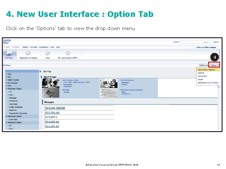 4. New User Interface : Option Tab Click on the ‘Options’ tab to view