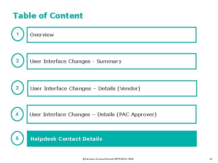 Table of Content 1 Overview 2 User Interface Changes - Summary 3 User Interface