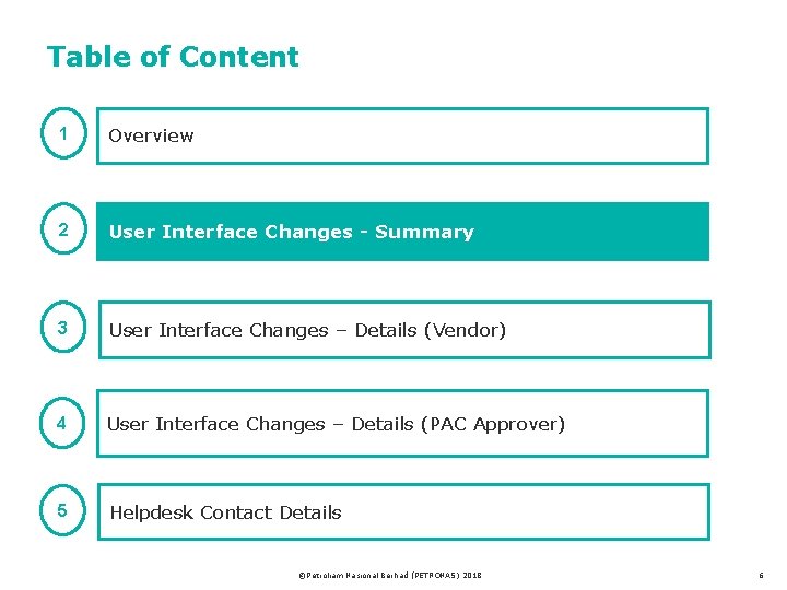 Table of Content 1 Overview 2 User Interface Changes - Summary 3 User Interface