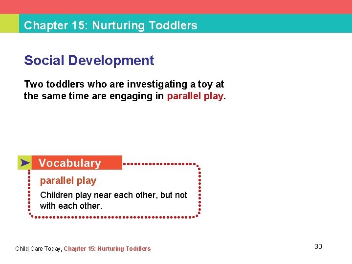 Chapter 15: Nurturing Toddlers Social Development Two toddlers who are investigating a toy at