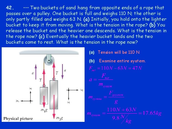 42. • • • Two buckets of sand hang from opposite ends of a 42. • • • Two buckets of sand hang from opposite ends of a
