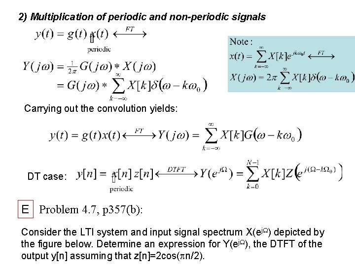 2) Multiplication of periodic and non-periodic signals Carrying out the convolution yields: DT case: