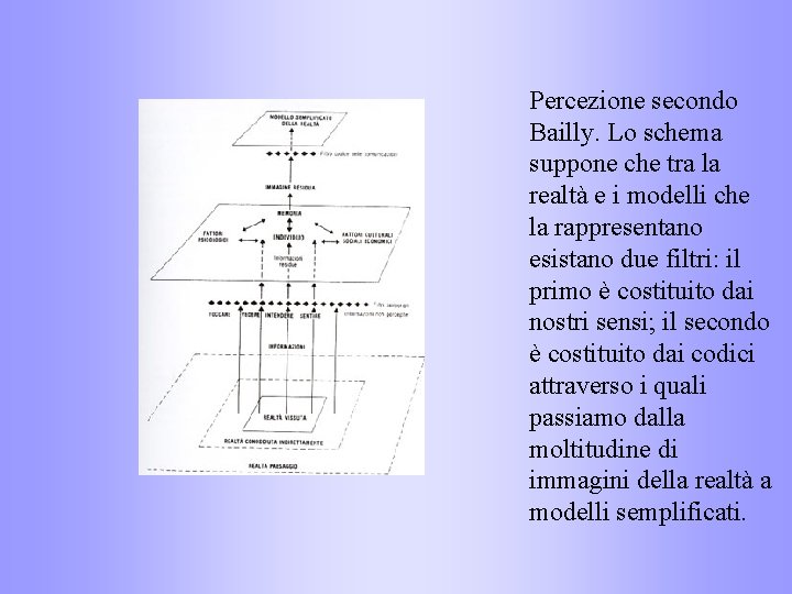 Percezione secondo Bailly. Lo schema suppone che tra la realtà e i modelli che