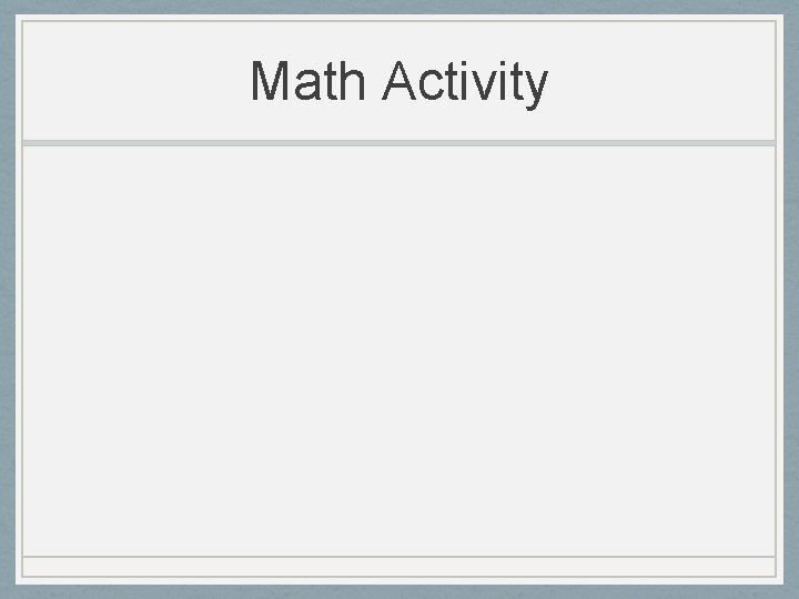 Math Activity 