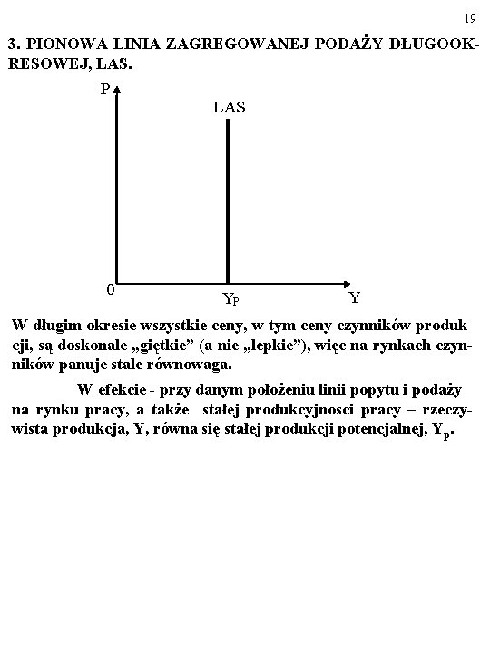 19 3. PIONOWA LINIA ZAGREGOWANEJ PODAŻY DŁUGOOKRESOWEJ, LAS. P 0 LAS YP Y W