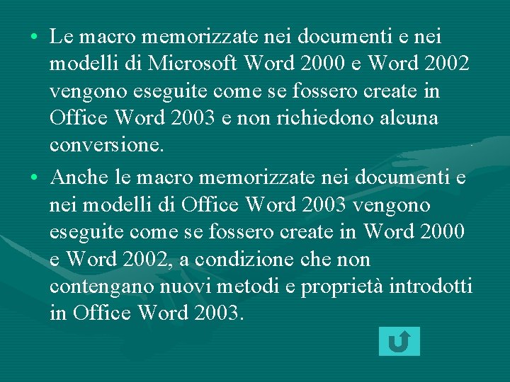  • Le macro memorizzate nei documenti e nei modelli di Microsoft Word 2000