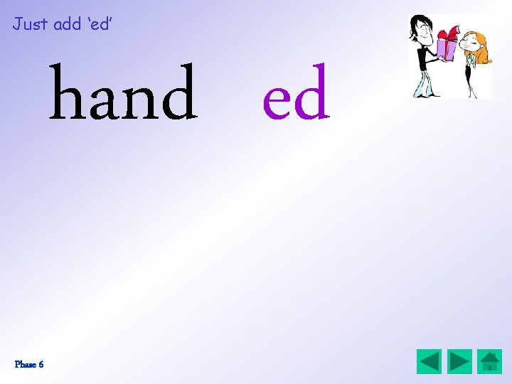 Just add ‘ed’ hand ed Phase 6 