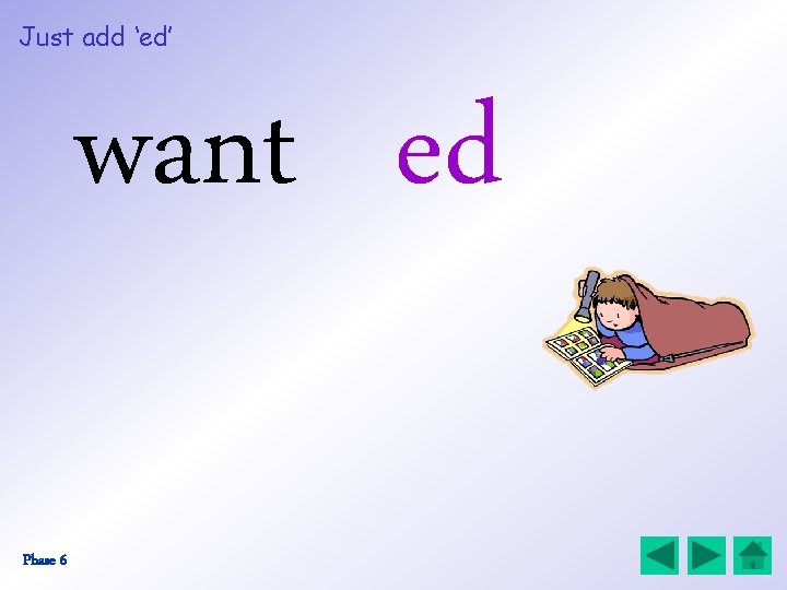 Just add ‘ed’ want ed Phase 6 