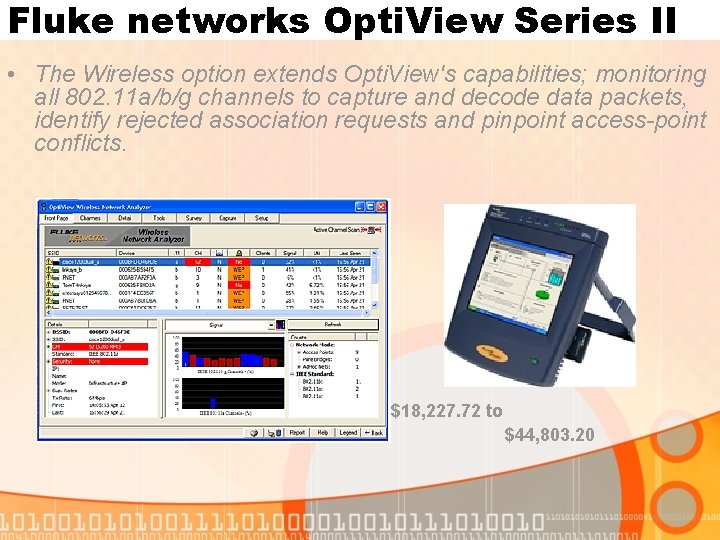 Fluke networks Opti. View Series II • The Wireless option extends Opti. View's capabilities;