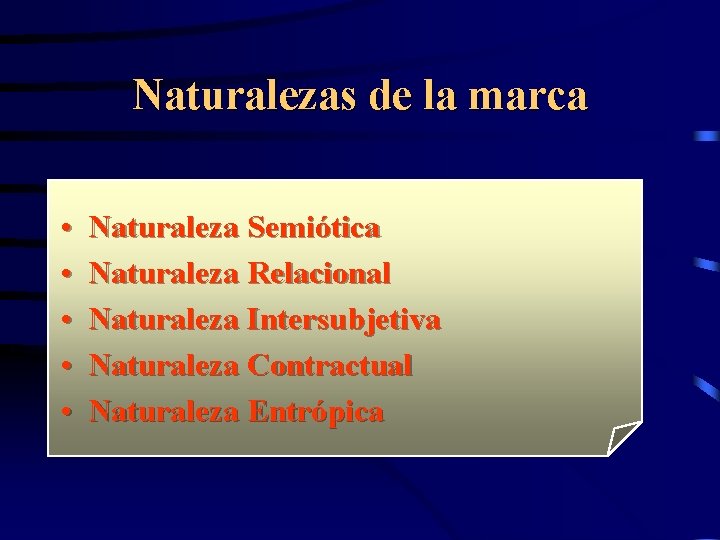 Naturalezas de la marca • • • Naturaleza Semiótica Naturaleza Relacional Naturaleza Intersubjetiva Naturaleza