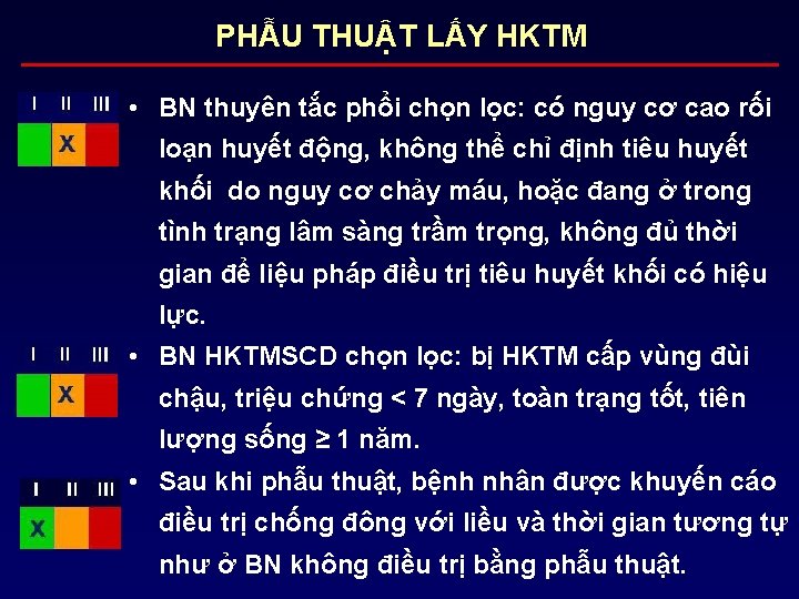 PHẪU THUẬT LẤY HKTM • BN thuyên tắc phổi chọn lọc: có nguy cơ