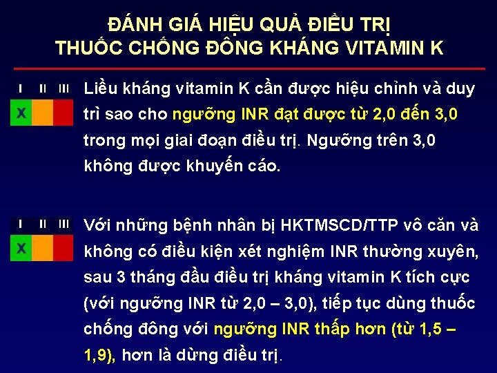 ĐÁNH GIÁ HIỆU QUẢ ĐIỀU TRỊ THUỐC CHỐNG ĐÔNG KHÁNG VITAMIN K • Liều