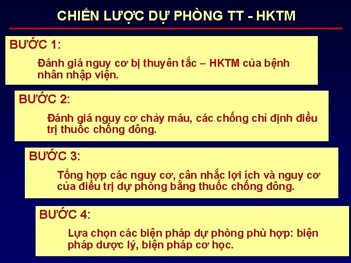 CHIẾN LƯỢC DỰ PHÒNG TT HKTM BƯỚC 1: Đánh giá nguy cơ bị thuyên