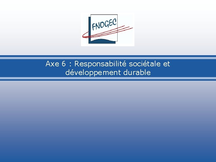 Axe 6 : Responsabilité sociétale et développement durable 