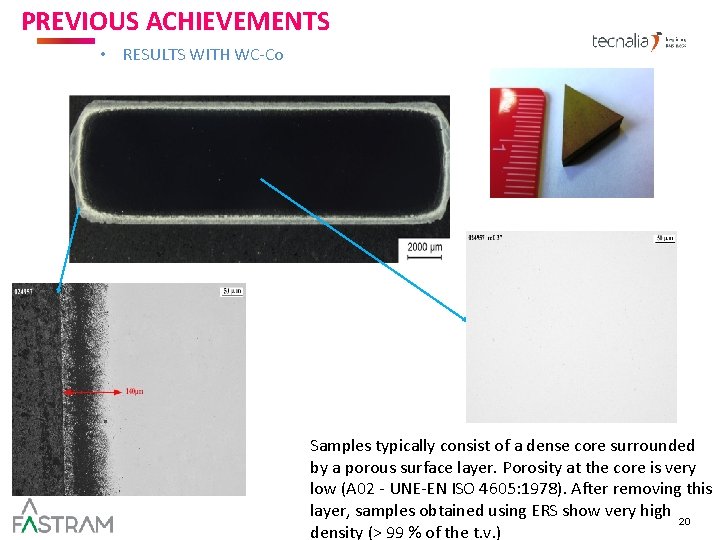 PREVIOUS ACHIEVEMENTS AND TARGET MARKET • RESULTS WITH WC-Co Samples typically consist of a PREVIOUS ACHIEVEMENTS AND TARGET MARKET • RESULTS WITH WC-Co Samples typically consist of a
