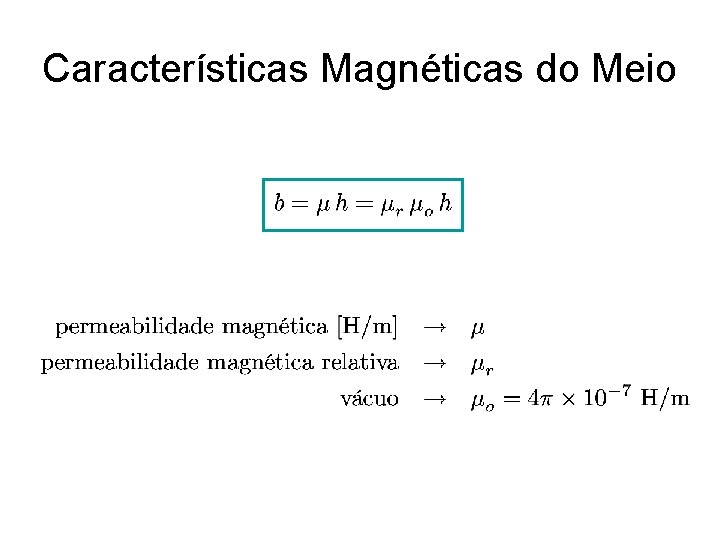 Características Magnéticas do Meio 
