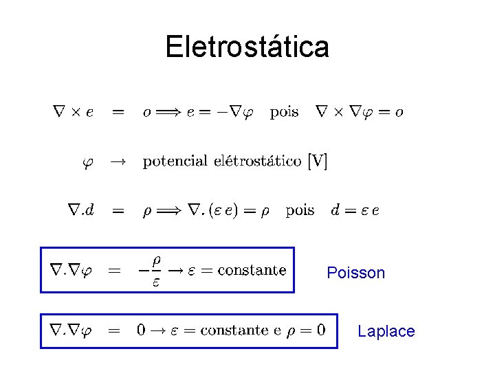 Eletrostática Poisson Laplace 