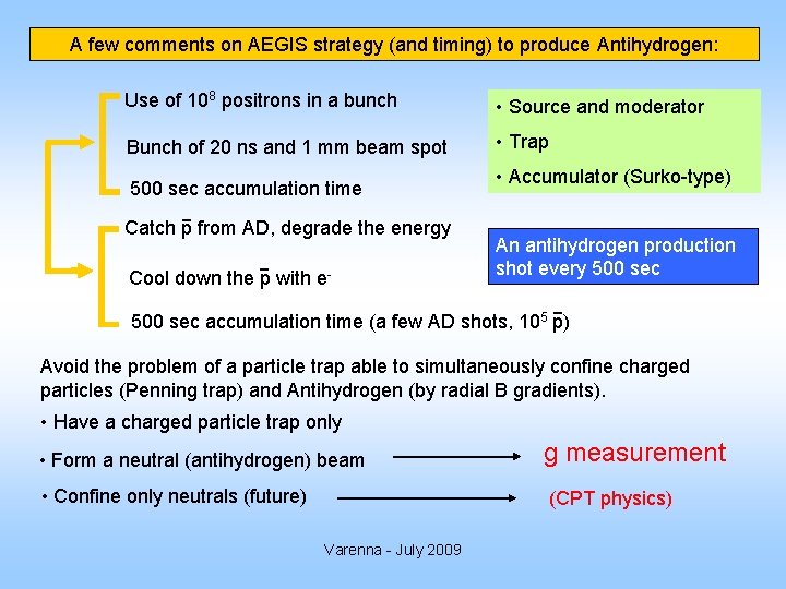 A few comments on AEGIS strategy (and timing) to produce Antihydrogen: Use of 108