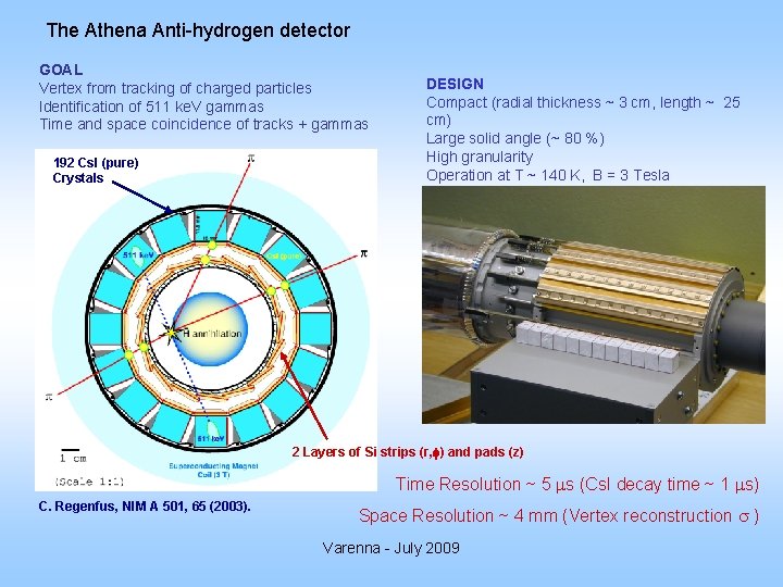 The Athena Anti-hydrogen detector GOAL Vertex from tracking of charged particles Identification of 511