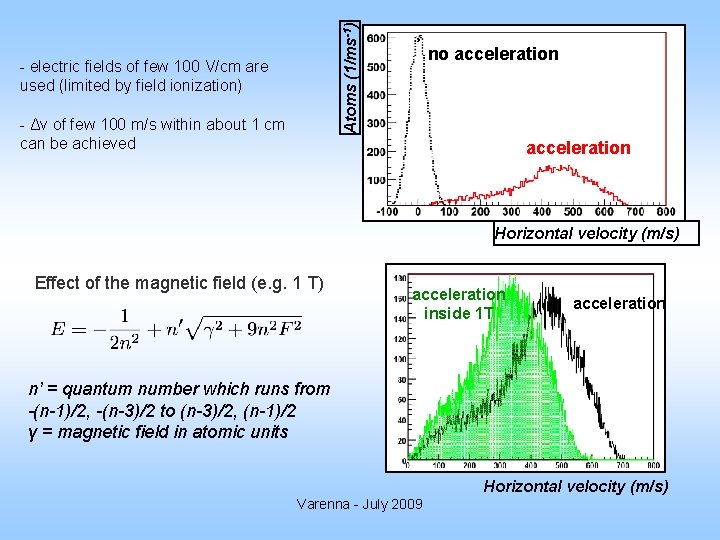 Atoms (1/ms-1) - electric fields of few 100 V/cm are used (limited by field