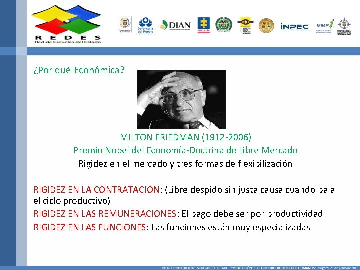 ¿Por qué Económica? MILTON FRIEDMAN (1912 -2006) Premio Nobel del Economía-Doctrina de Libre Mercado