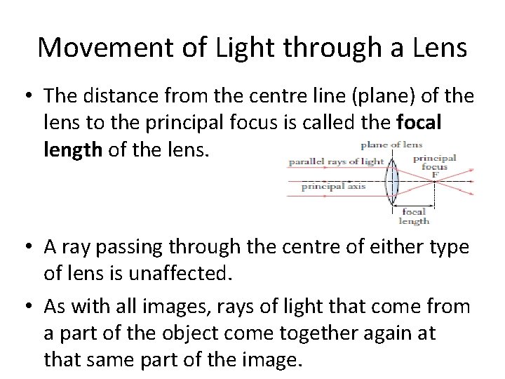 Movement of Light through a Lens • The distance from the centre line (plane) Movement of Light through a Lens • The distance from the centre line (plane)