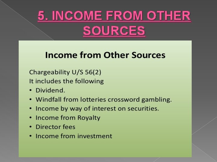 5. INCOME FROM OTHER SOURCES 