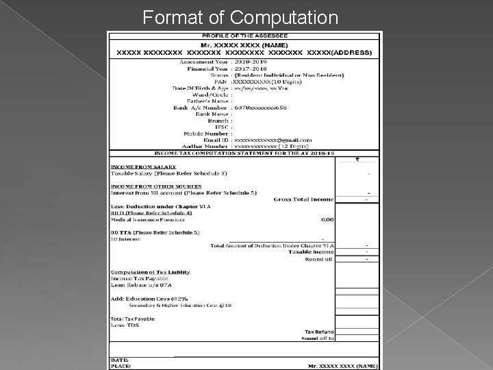 Format of Computation 