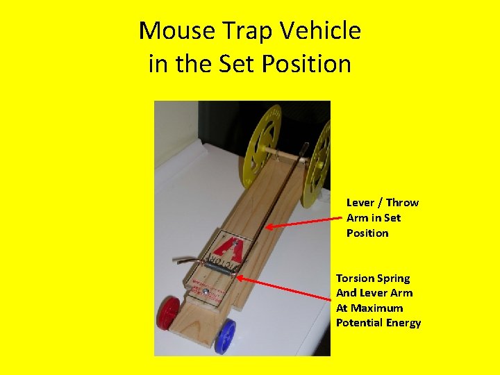 Mouse Trap Vehicle in the Set Position Lever / Throw Arm in Set Position