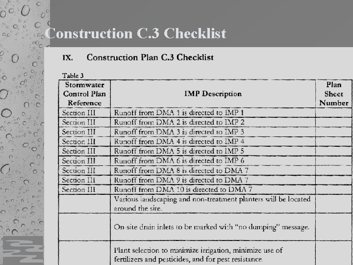 Construction C. 3 Checklist 