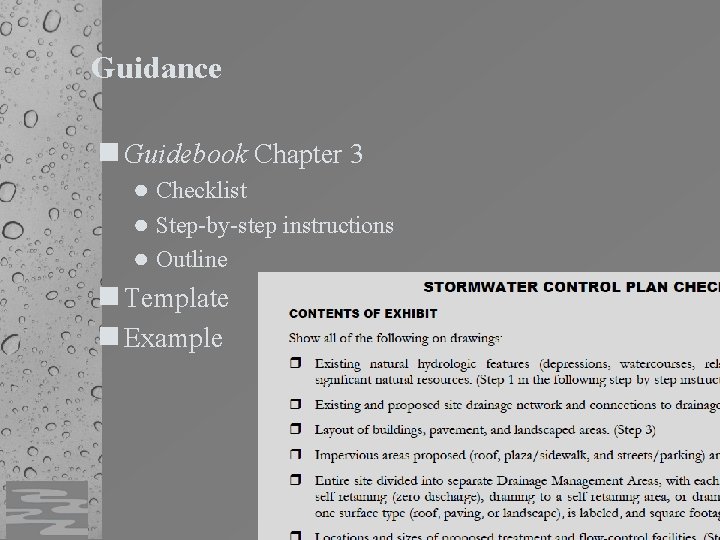 Guidance Guidebook Chapter 3 ● Checklist ● Step-by-step instructions ● Outline Template Example 