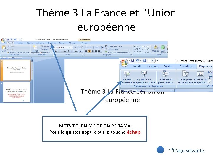 Thème 3 La France et l’Union européenne METS TOI EN MODE DIAPORAMA Pour le