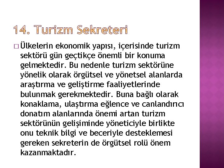 � Ülkelerin ekonomik yapısı, içerisinde turizm sektörü gün geçtikçe önemli bir konuma gelmektedir. Bu