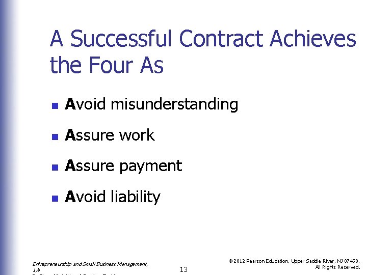 A Successful Contract Achieves the Four As n Avoid misunderstanding n Assure work n