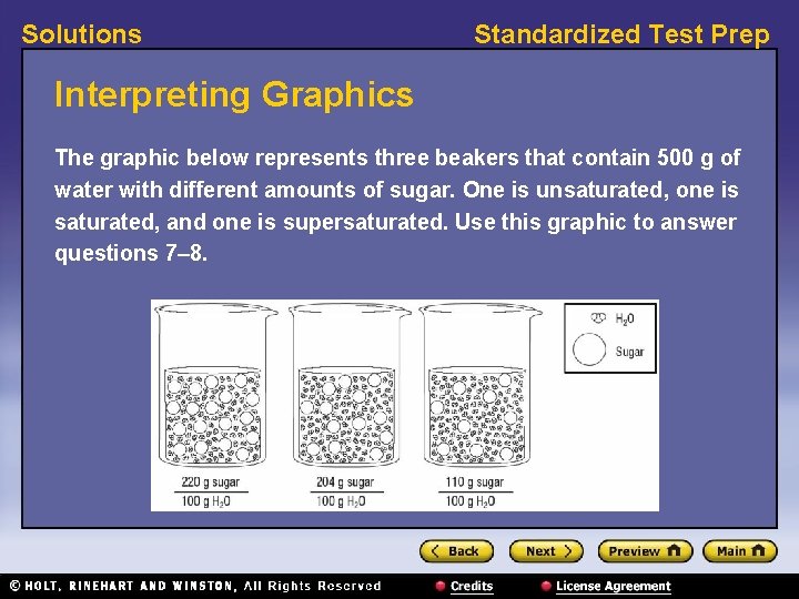 Solutions Standardized Test Prep Interpreting Graphics The graphic below represents three beakers that contain Solutions Standardized Test Prep Interpreting Graphics The graphic below represents three beakers that contain