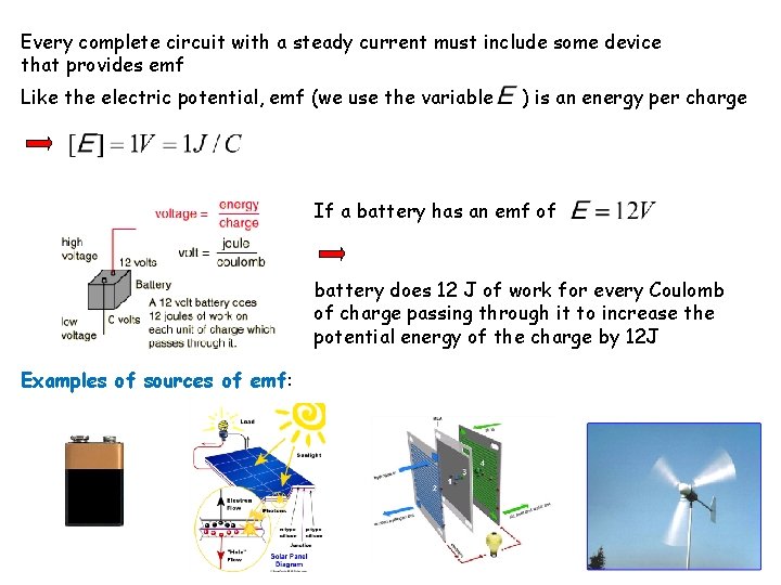 Every complete circuit with a steady current must include some device that provides emf Every complete circuit with a steady current must include some device that provides emf