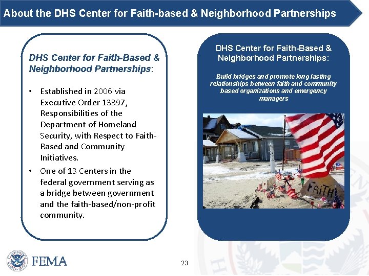 About the DHS Center for Faith-based & Neighborhood Partnerships DHS Center for Faith-Based &