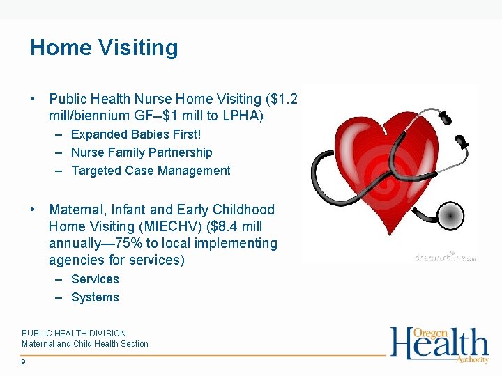 Home Visiting • Public Health Nurse Home Visiting ($1. 2 mill/biennium GF--$1 mill to