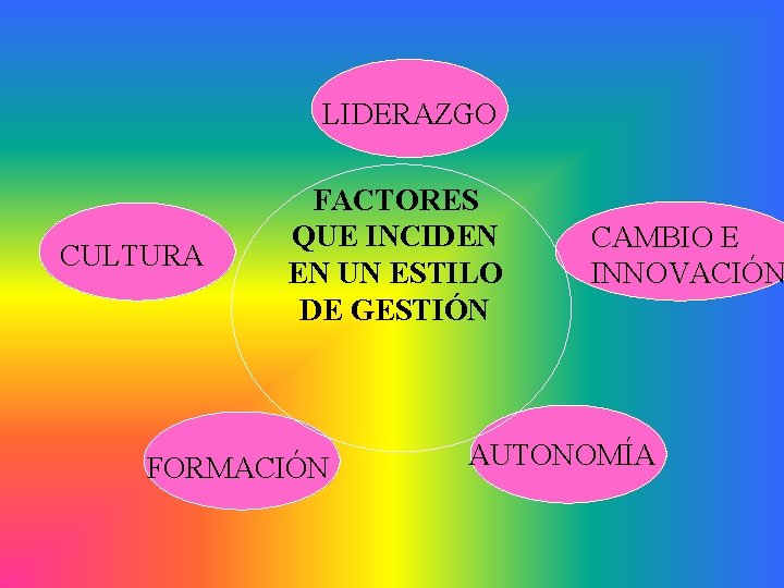 LIDERAZGO CULTURA FACTORES QUE INCIDEN EN UN ESTILO DE GESTIÓN FORMACIÓN CAMBIO E INNOVACIÓN