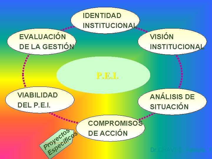 IDENTIDAD INSTITUCIONAL EVALUACIÓN DE LA GESTIÓN VISIÓN INSTITUCIONAL P. E. I. VIABILIDAD DEL P.