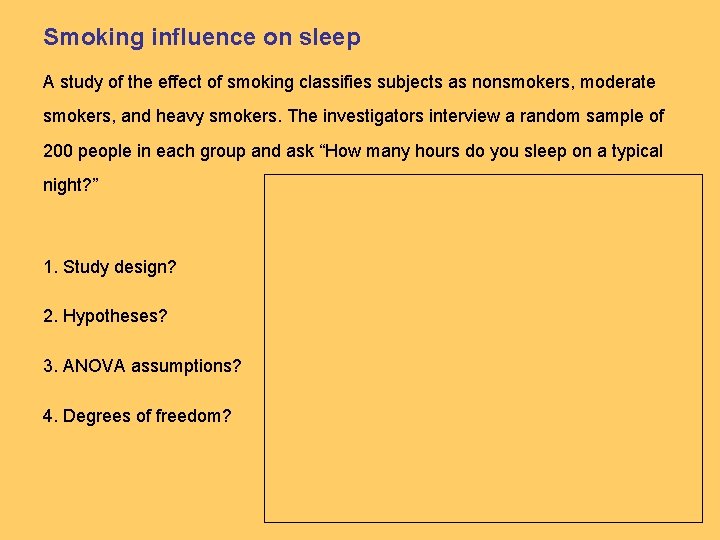 Smoking influence on sleep A study of the effect of smoking classifies subjects as