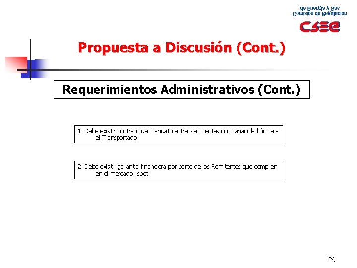 Propuesta a Discusión (Cont. ) Requerimientos Administrativos (Cont. ) 1. Debe existir contrato de