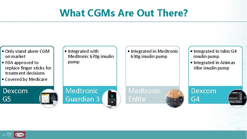 What CGMs Are Out There? • Only stand alone CGM on market • FDA