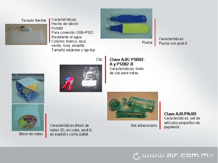 Teclado flexible Características: Hecho de silicón Portátil Para conexión USB+PS/2 Resistente al agua Colores: